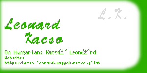 leonard kacso business card
